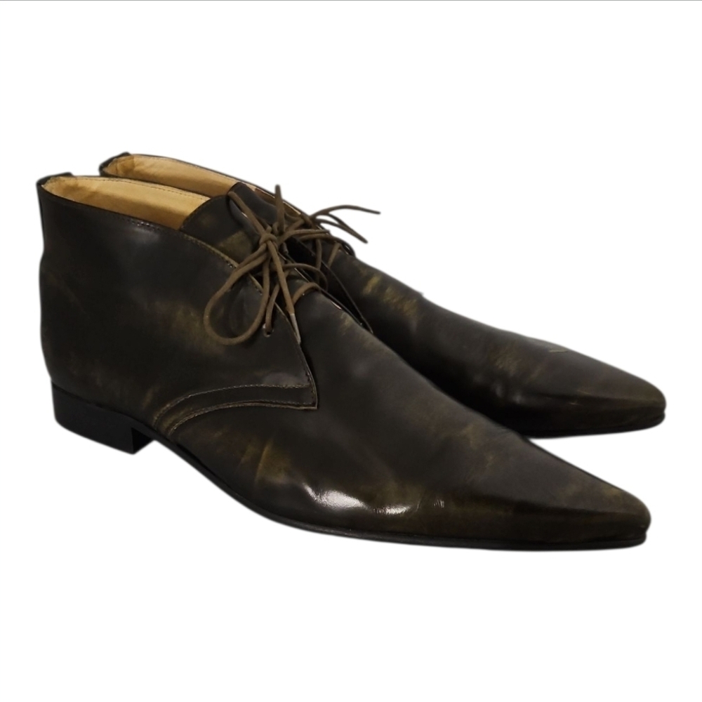 JOHN FLUEVOG | 'Kawasaki' Dark Leather Pointed-Toe Chukka Boots in Size US 12 - Picture 3 of 8